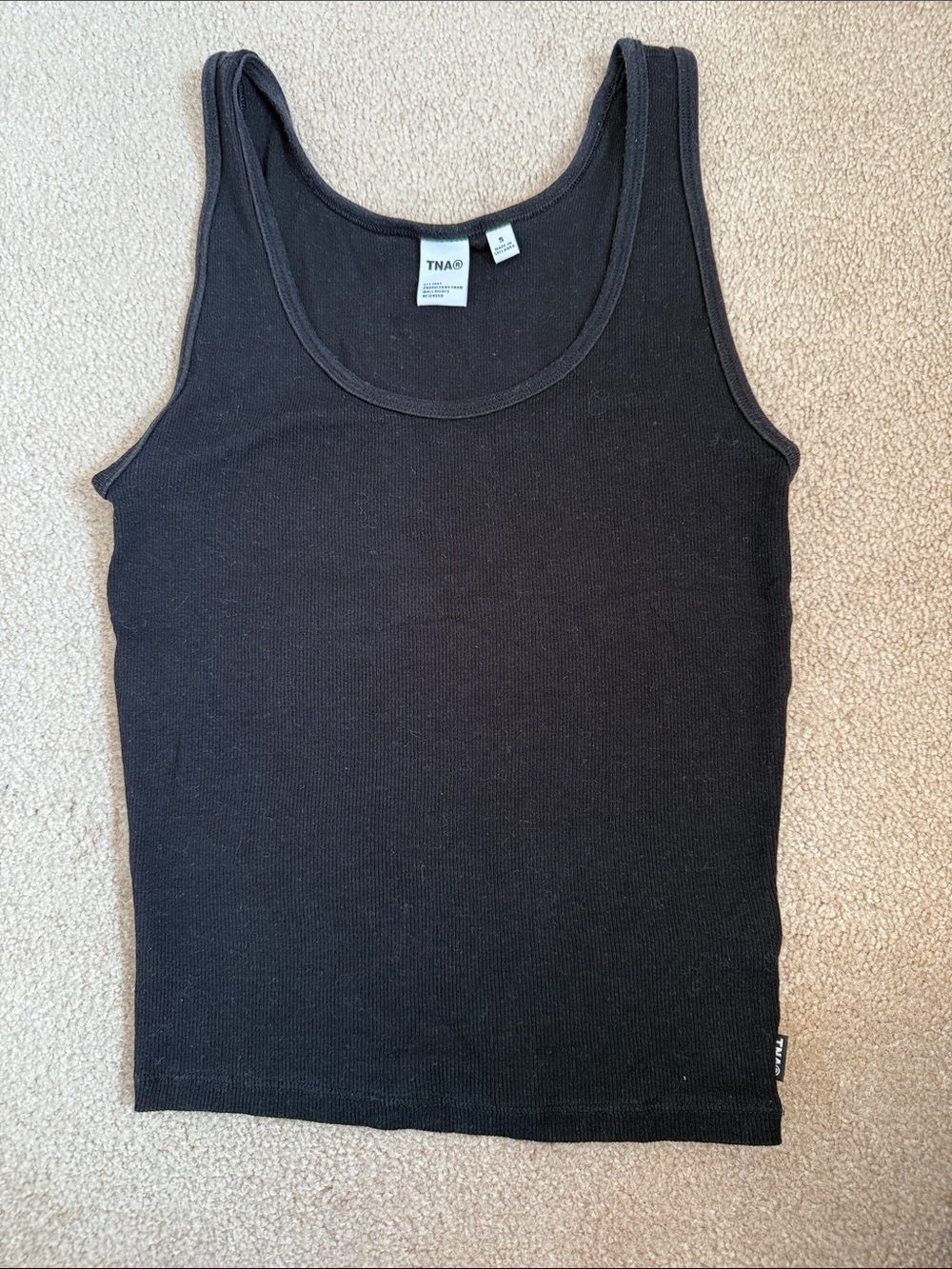 TNA Black Ribbed Tank Top - Classic Scoop Neck